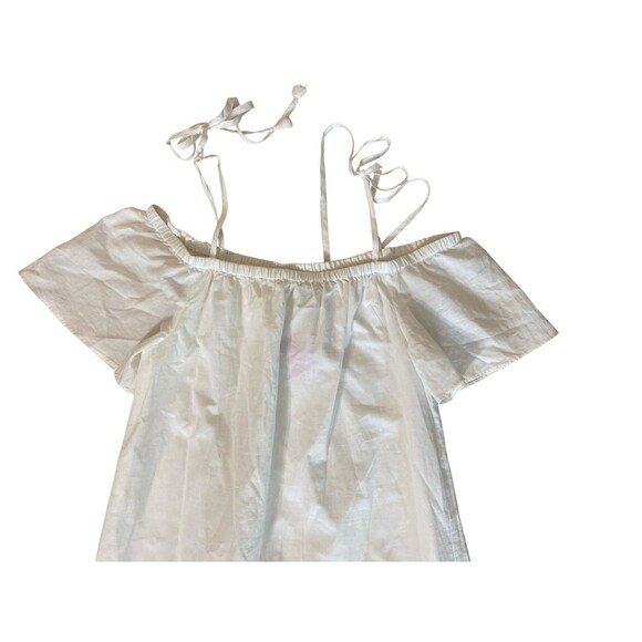 Madewell White Off‎ Shoulder Embroidered Cotton Dress Sz S Boho Lace Hem Summer - Picture 4 of 11